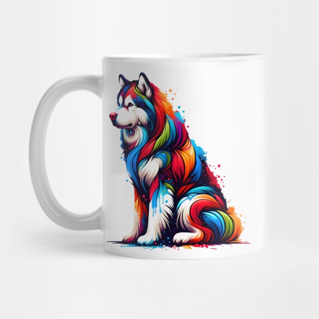 Vibrant Alaskan Malamute in Paint Splash Art Style by ArtRUs